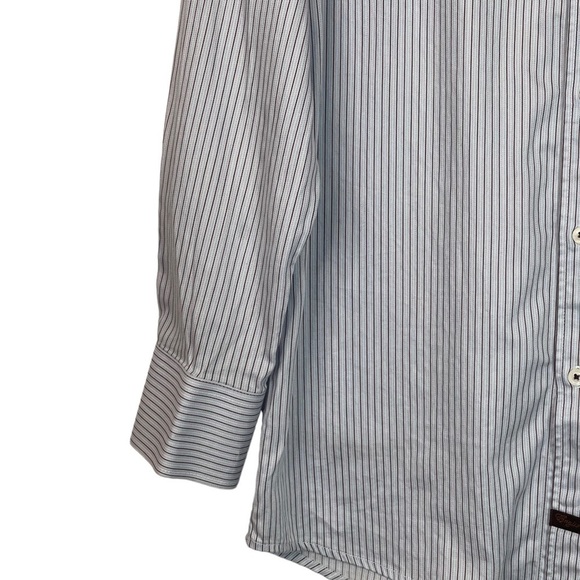 English Laundry Blue Brown Striped Long Sleeved Casual Button Down Dress Shirt - Picture 3 of 15